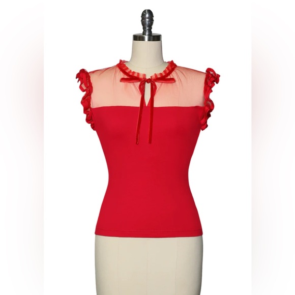 NWT Kitten D’Amour La Donna Italiana Jersey Flutter Sleeve Top - Picture 11 of 12